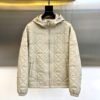 CD Quilted Hooded Zip-Up Jacket - Light Beige