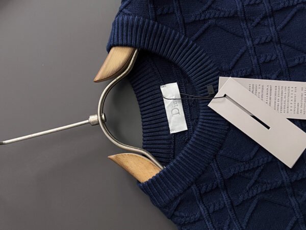 CD Textured Jacquard Crew Neck Jumper - Navy