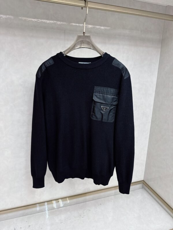 aede2abc PRDA Crew Neck Jumper with Chest Pocket - Black