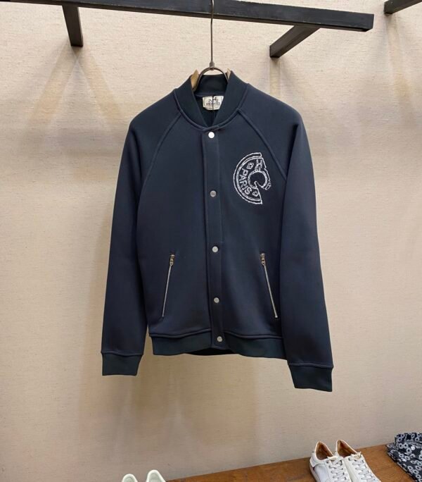 HRMS Embroidered Crest Varsity Jacket - Black