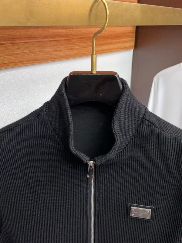 DG Ribbed Knit Zip Gilet - Black