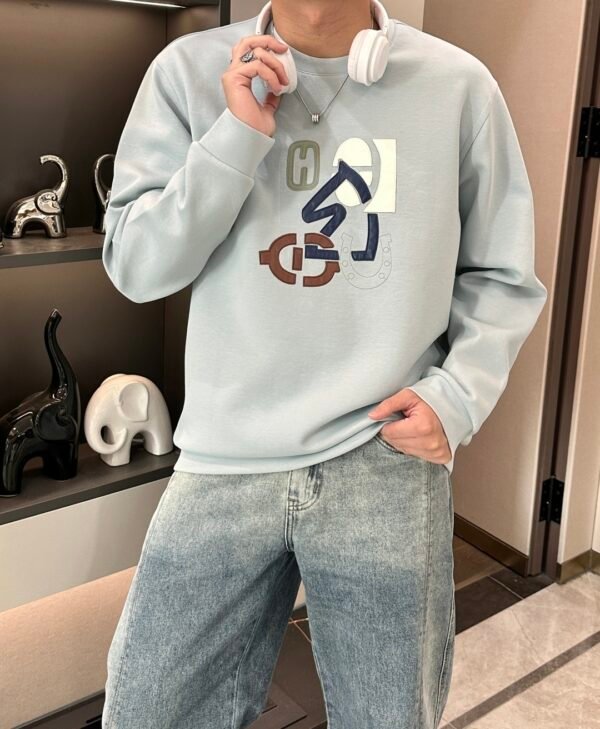 HRMS Graphic Appliqué Jumper – Mint Blue