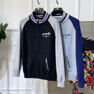 GCCI Zip-UP Knit Jacket with Embroidered Logo