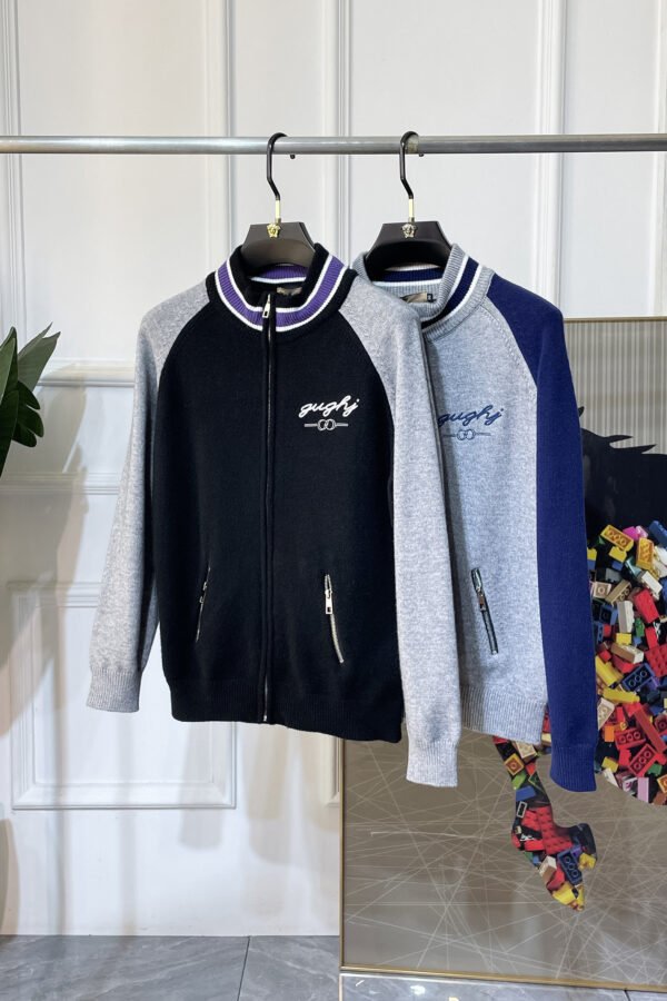 GCCI Zip-UP Knit Jacket with Embroidered Logo