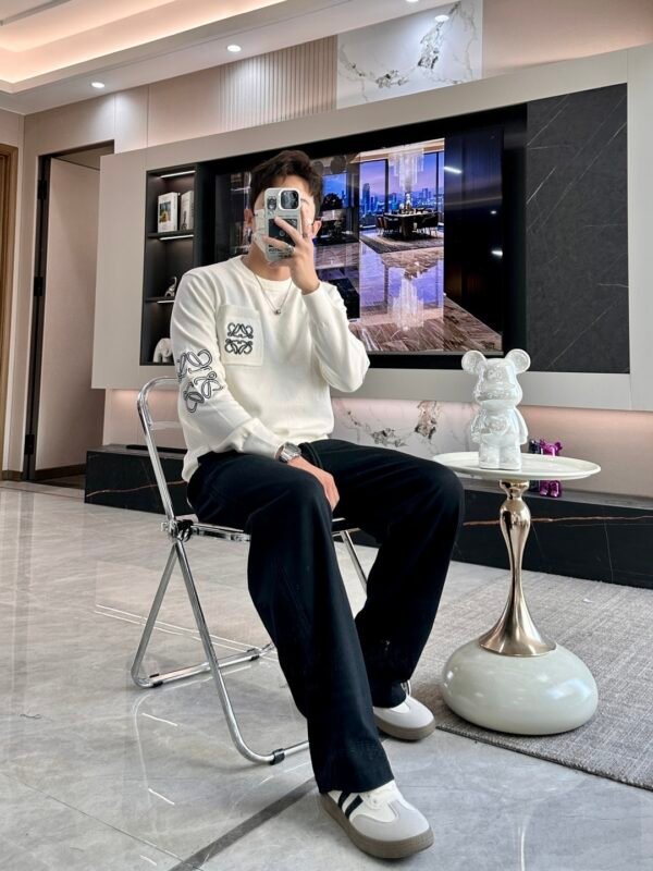 LWE Pocket Logo Crew Neck Jumper - White