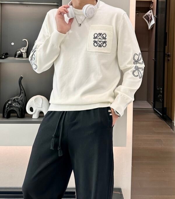 LWE Pocket Logo Crew Neck Jumper - White