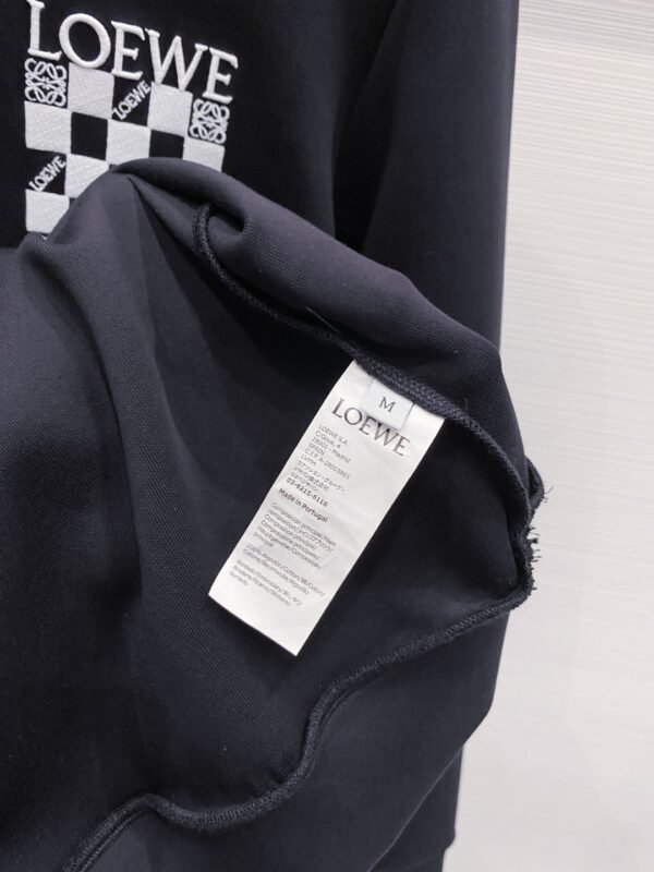 LWE Hooded Jumper with Embroidered  Checkerboard Graphic - Black