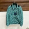 LVE Teal Green Checkered Hooded Zip Jacket