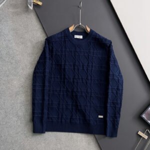 CD Textured Jacquard Crew Neck Jumper - Navy