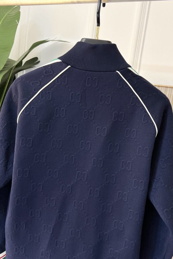 GCCI Zip-Through Jacket with Stripe Sleeves - Navy