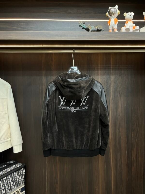 LVE-Inspired Velvet Panel Hooded Jacket – Black / Charcoal