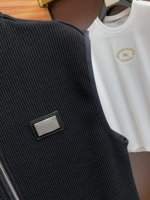 DG Ribbed Knit Zip Gilet - Black