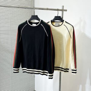 GCCI Monogram Crew Neck Jumper with Stripe Detail