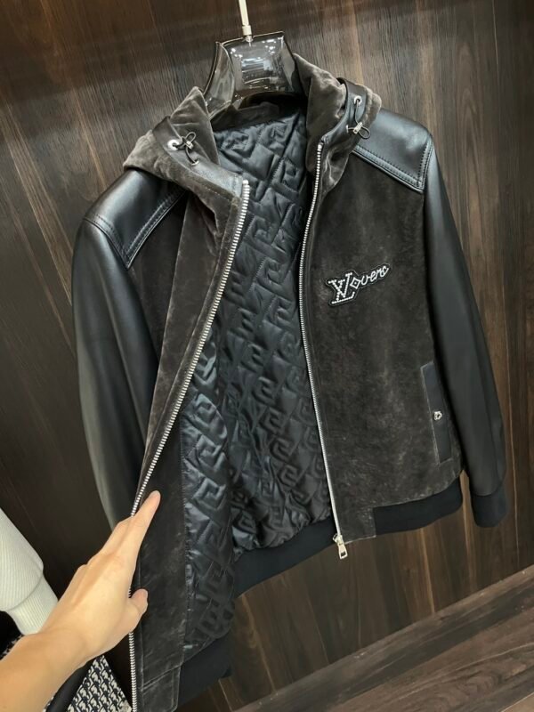 LVE-Inspired Velvet Panel Hooded Jacket – Black / Charcoal