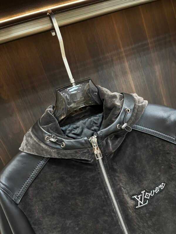 LVE-Inspired Velvet Panel Hooded Jacket – Black / Charcoal