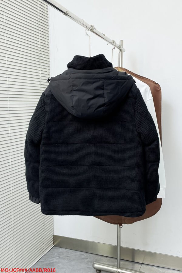 MNCLR Textured Knit Panel Hooded Jacket - Black