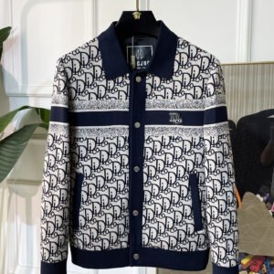 c429f949 CD Monogram Jacket with Ribbed Trim - Navy