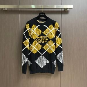 LVE Geometric Pattern Knit Jumper - Black & Yellow