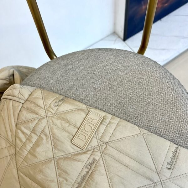 CD Quilted Hooded Zip-Up Jacket - Light Beige