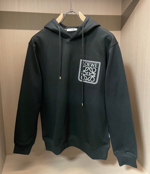 LWE Hooded Jumper with Embroidered Motif - Black