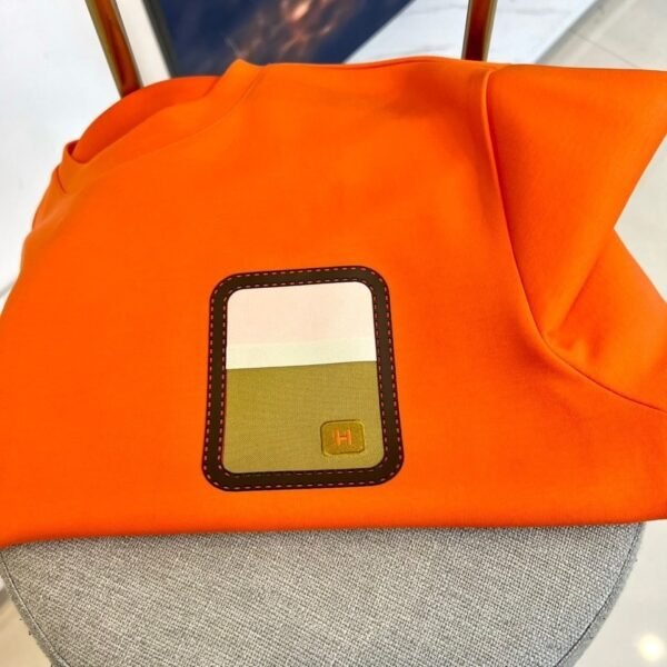 HRMS Crew Neck Jumper with Contrast Patch Detail - Orange
