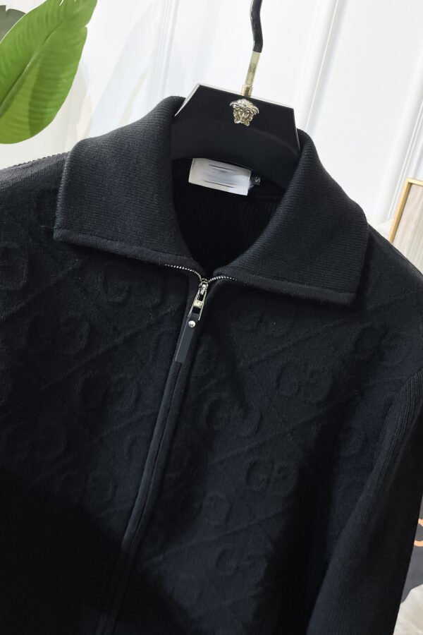GCCI Collared Zip-Up Knit Jacket