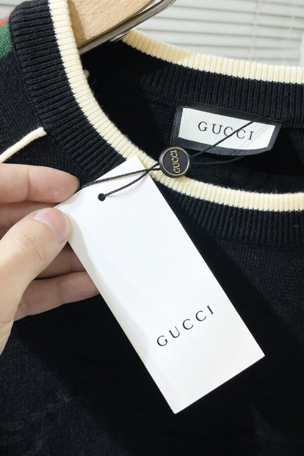 GCCI Monogram Crew Neck Jumper with Stripe Detail