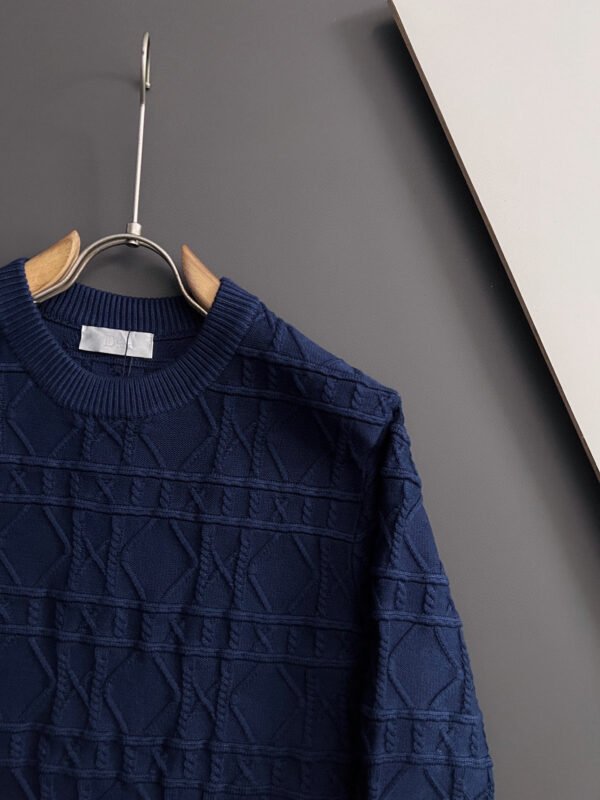 CD Textured Jacquard Crew Neck Jumper - Navy