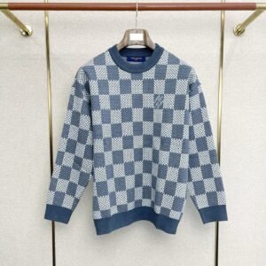 LVE Check Pattern Knit Jumper - Blue Grey