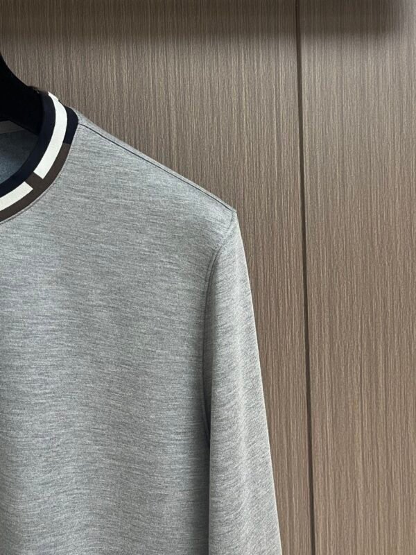 HRMS Ribbed Crew Neck Jumper with Contrast Trim - Grey