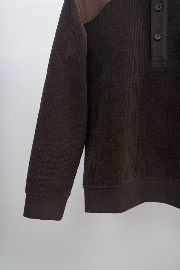 PRDA Button-Neck Jumper with Chest Pocket - Brown