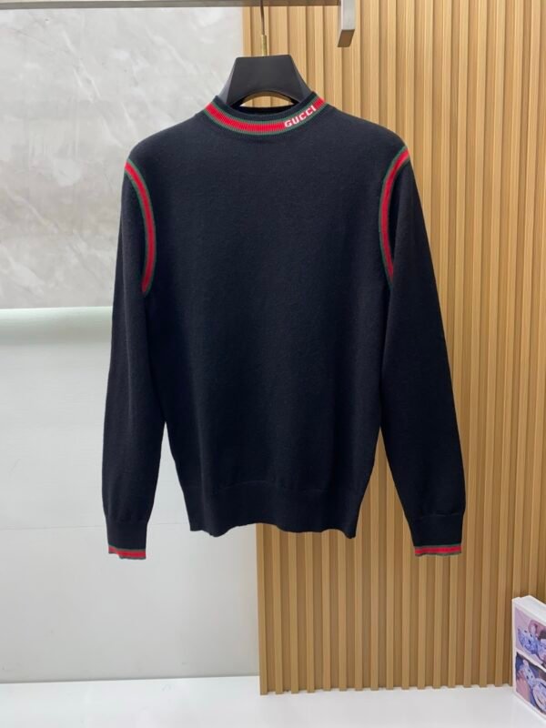 GCCI Crew Neck Jumper With Signature Stripe Trim