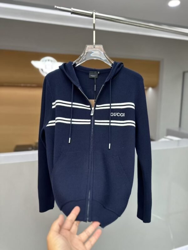 d07501ad GCCI Stripe Zip-Up Hooded Jumper