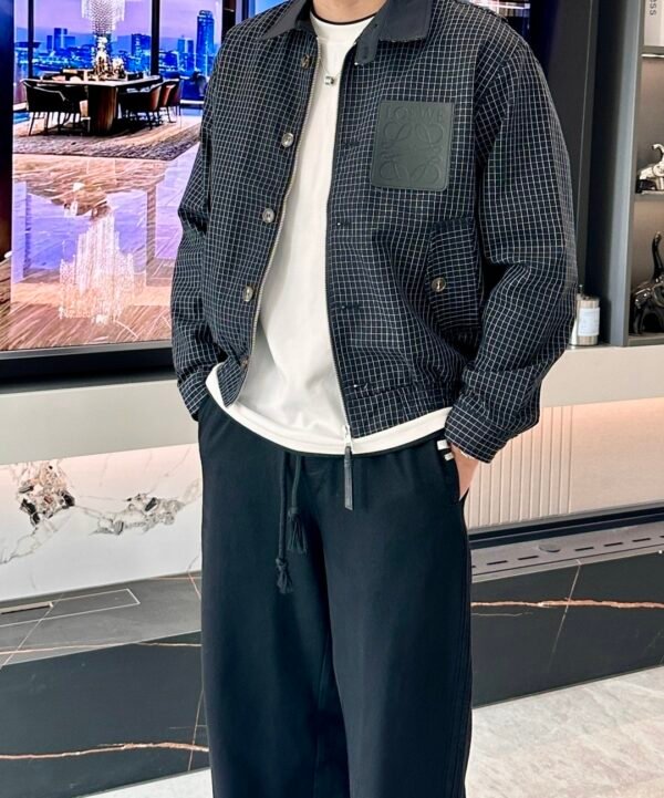 LWE Grid Pattern Zip Jacket - Black