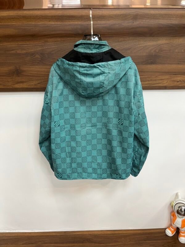 LVE Teal Green Checkered Hooded Zip Jacket