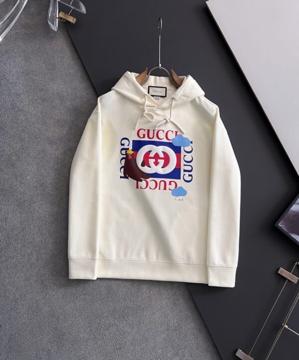 GCCI Graphic Print Hooded Jumper - White