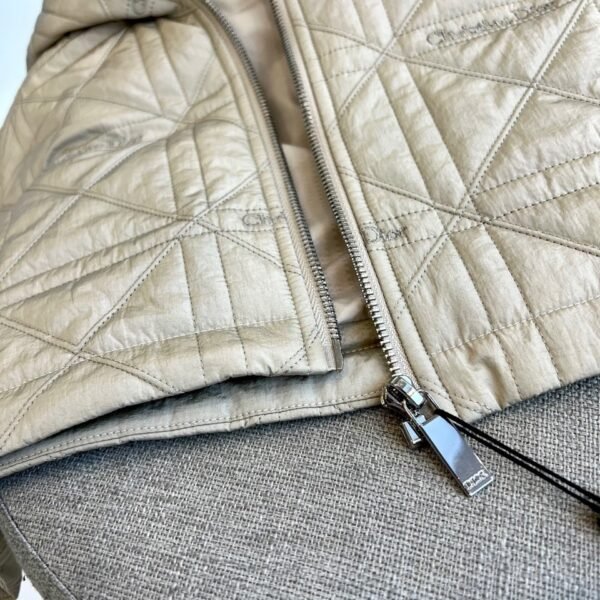 CD Quilted Hooded Zip-Up Jacket - Light Beige