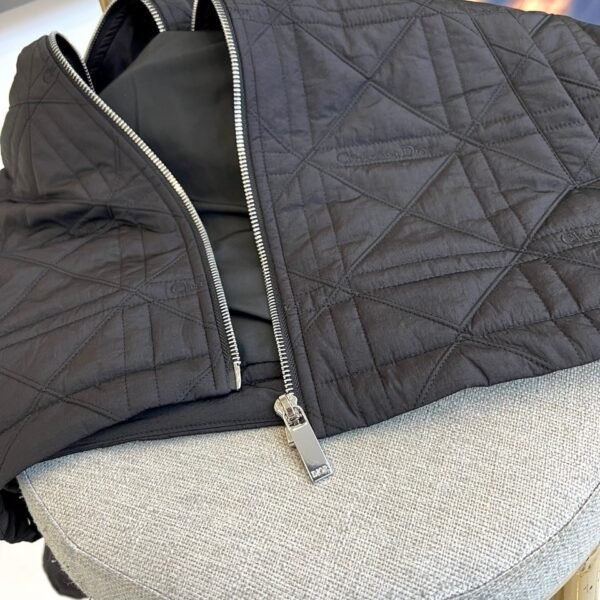 CD Quilted Hooded Zip-Up Jacket - Black