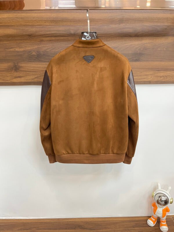 PRDA Contrast Panel Jacket with Logo Patch - Dark Brown