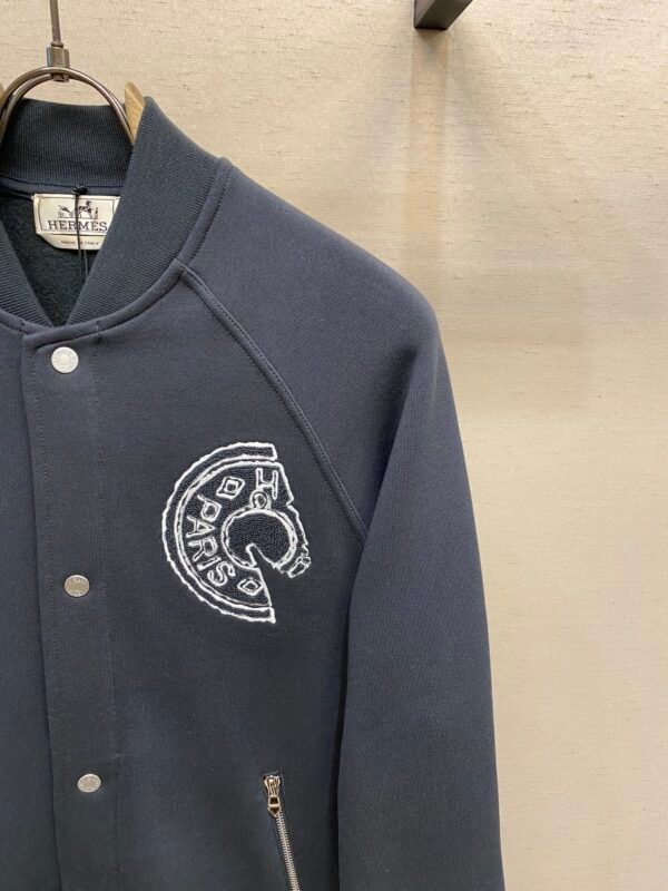 HRMS Embroidered Crest Varsity Jacket - Black