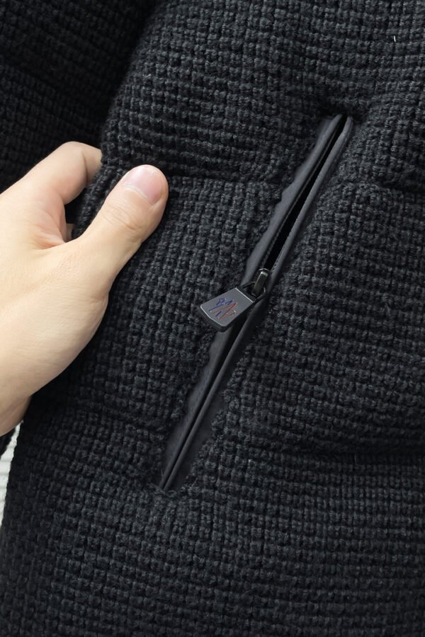 MNCLR Textured Knit Panel Hooded Jacket - Black