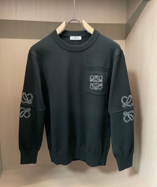 LWE Pocket Logo Crew Neck Jumper - Black