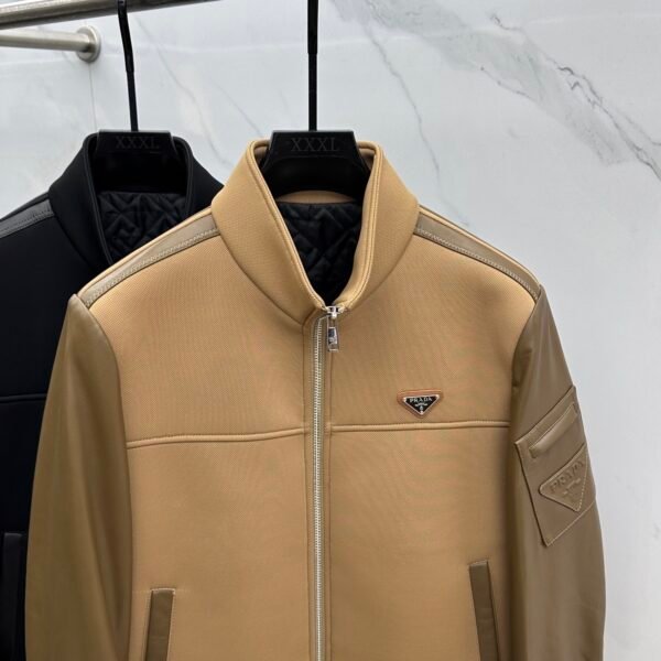 e1b89b03 PRDA Zip-Up Jacket with Sleeve Logo Detail - Camel