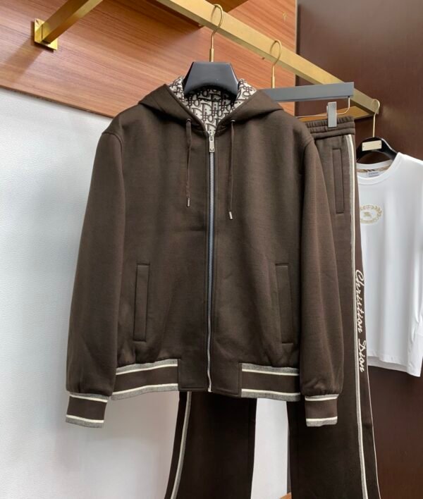 CD Hooded Zip-Up Jacket - Brown