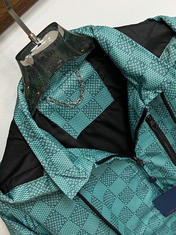 LVE Teal Green Checkered Hooded Zip Jacket