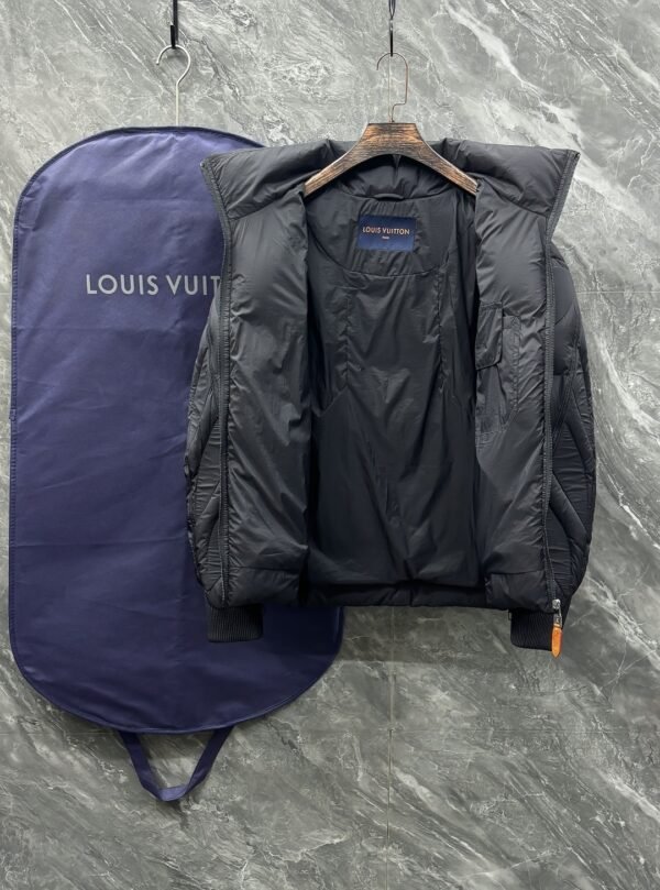 LVE Quilted Puffer Jacket with Structured Panel Design - Black