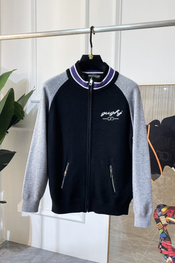 GCCI Zip-UP Knit Jacket with Embroidered Logo