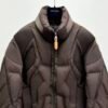 LVE Quilted Puffer Jacket with Structured Panel Design - Brown