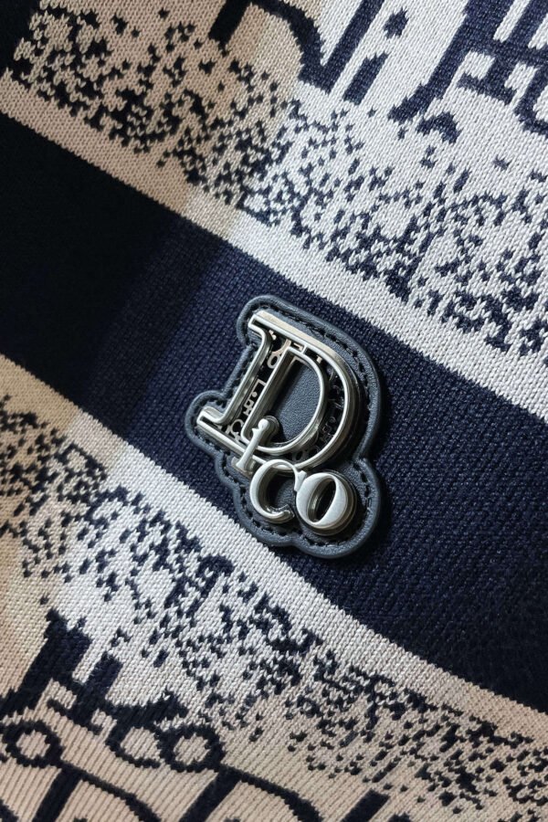 CD Monogram Jacket with Ribbed Trim - Navy