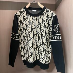 CD Monogram Crew Neck Jumper - Black/Cream